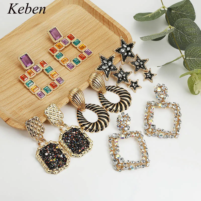 Boho Винтажные серьги для женщин Кристалл цветок звезда сердце болтаются длинные