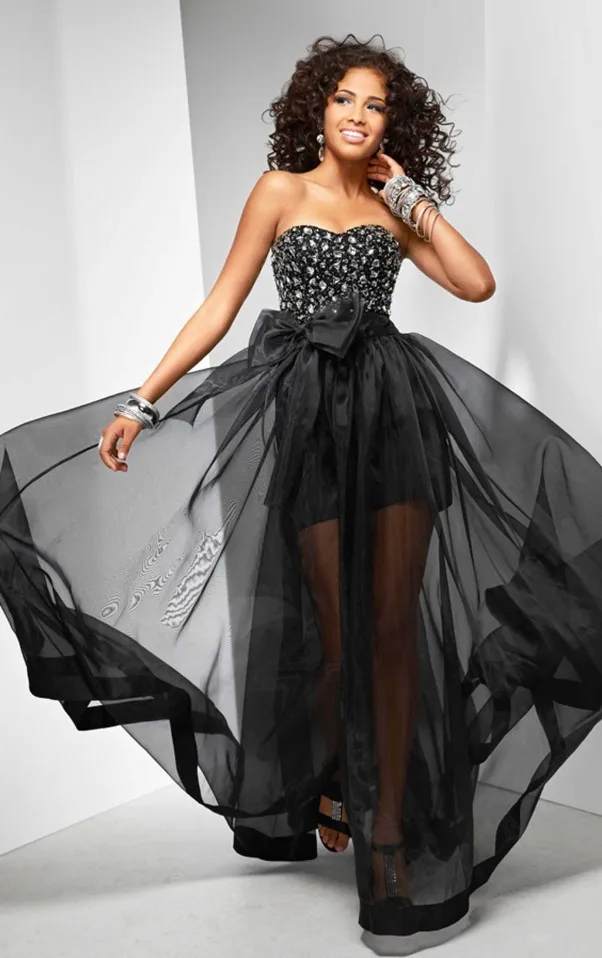 A-Line Sweatheart Floor-Length Chiffon High-Low Prom Dress With Crystal HWGJPD41 | Свадьбы и торжества
