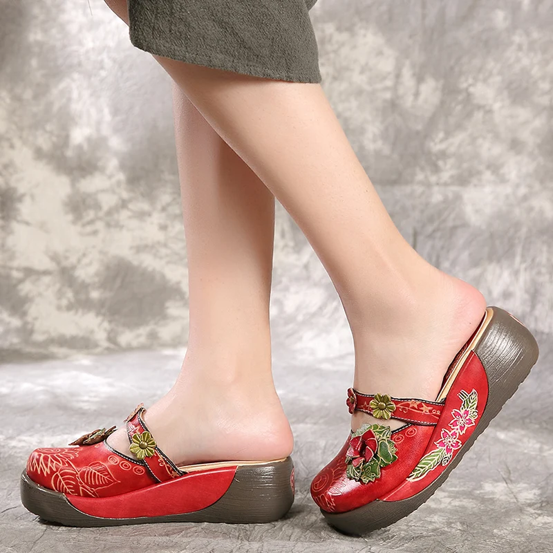 Новинка кожаные сандалии в стиле ретро обувь на толстой подошве Кожаные слипоны