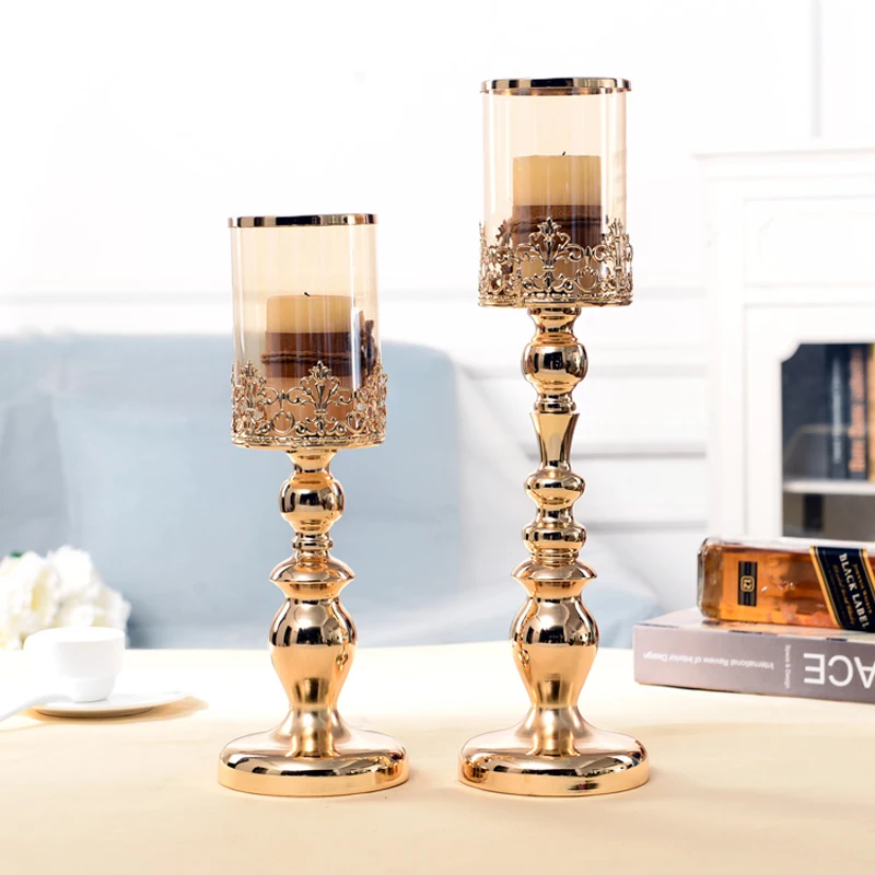 2 шт. металлические подсвечники Candelabra стол центральный цветок ваза Корона канделябр стенд подсвечник-столбик для свадьбы GZT052