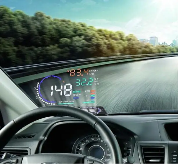 Новинка большой экран 5 дюймов автомобильный HUD Дисплей км/ч миль/ч превышенная