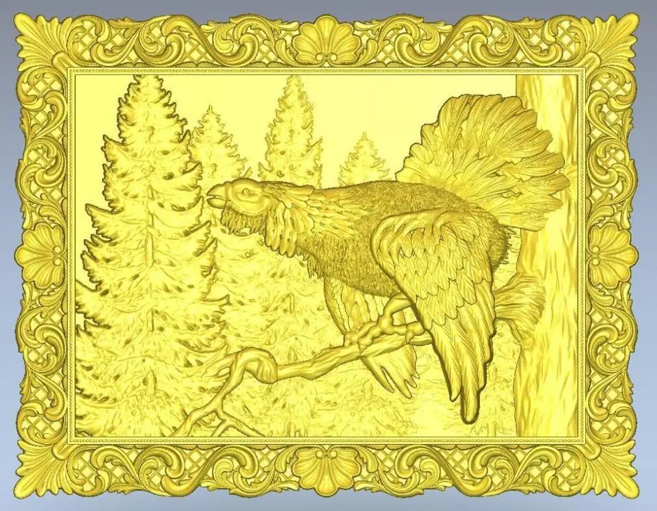 3d модель рельеф для ЧПУ в формате STL файл Panno capercaillie|3d model relief|3d relief modelfor cnc |