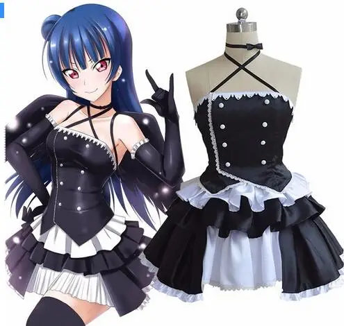 

Love Live! Sunshine!! Aqours Yohane Tsushima Yoshiko Cosplay Costume Black Little Devil Costume Black Lolita Dress Custom