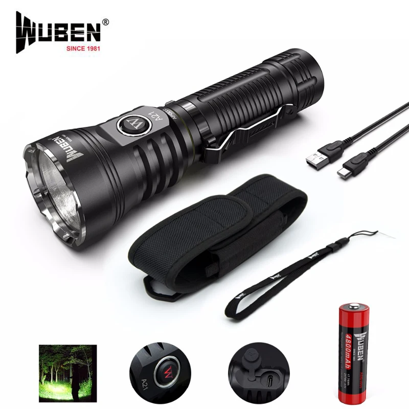 Wuben A21 USB Перезаряжаемый прожектор CREE XHP70.2 светодиодный Макс 4200 складной фонарик