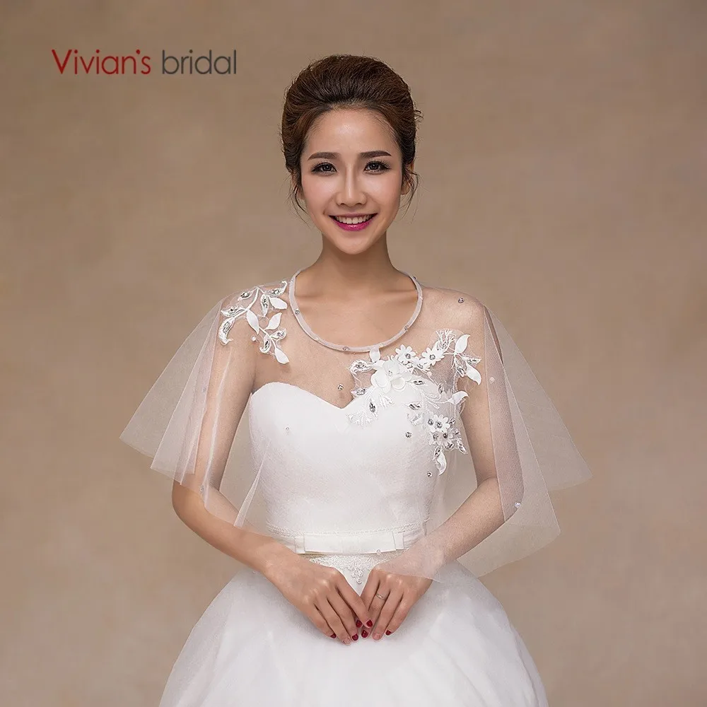 Vivian's bridal 2018 весна лето вышитое тонкое свадебное платье накидка сетка