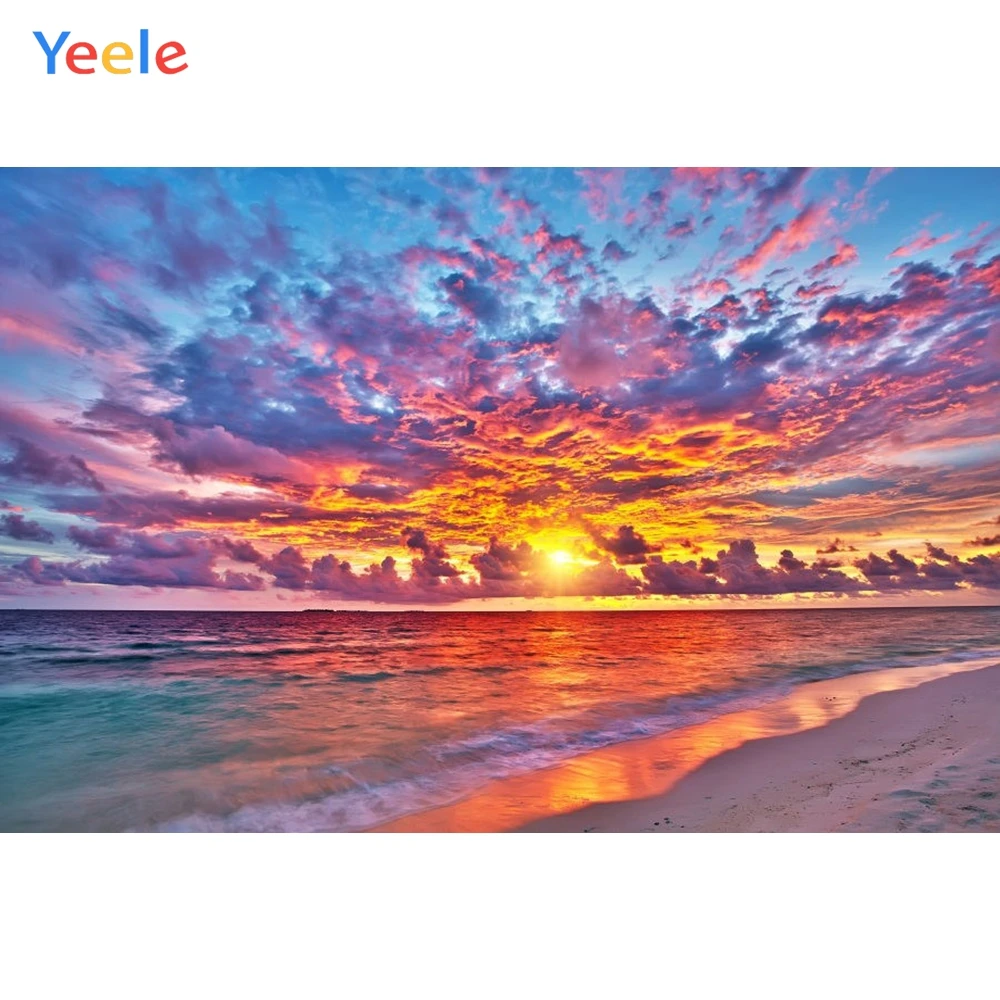 Yeele цветные облачные фоны для фотосъемки на море закаты свадьбы фотостудии пляжа
