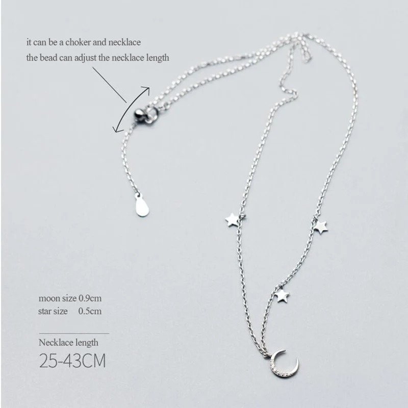 Chockers Necklace for Women 100% 925 Sterling Silver Pendant Romantic Star Link Chain Charms Jewelry Gifts D3217 | Украшения и