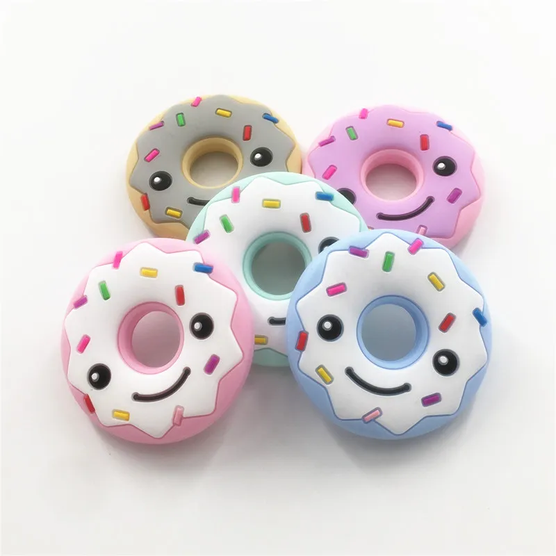 Chenkai 10PCS BPA Free Silicone Donut Teether DIY Baby Shower Pacifier Dummy Pendant Nursing Jewelry Crafts Toy Accessories
