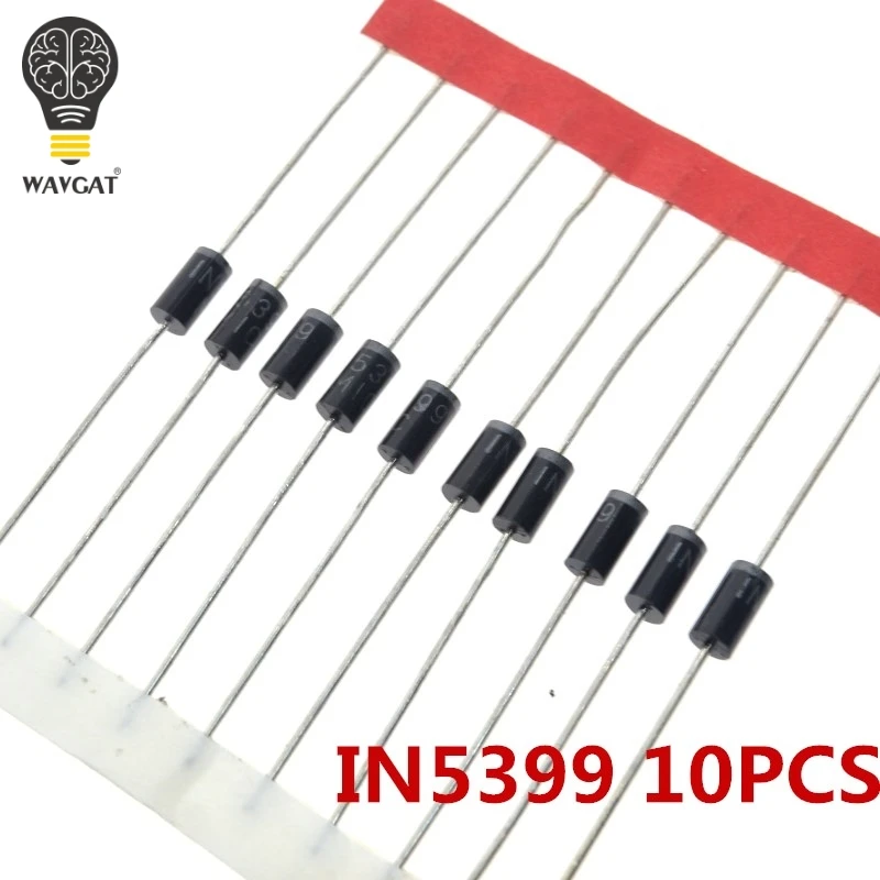 Комплект разнообразных диодов 1N4148/1N4007/1N5819/1N5399/1N5408/1N5822/FR107/FR207 8 видов = 100 шт. |
