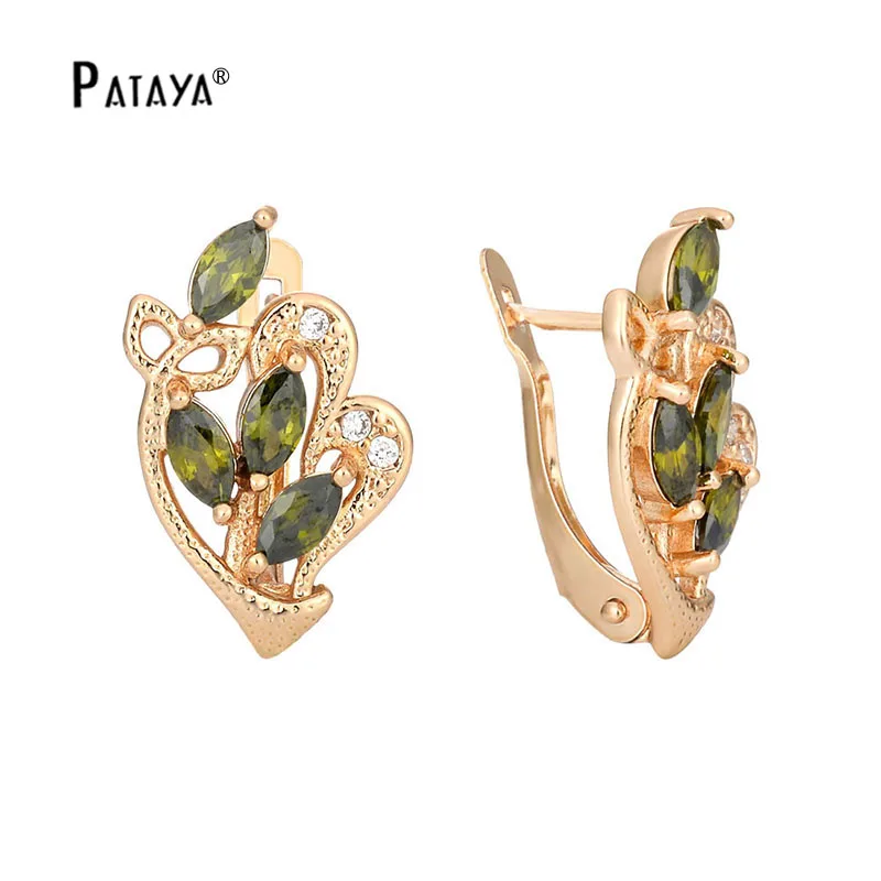 PATAYA, оливково-зеленые Винтажные серьги, 585, розовое золото, синяя бабочка, дизайнерские серьги с винтовой застежкой, женские свадебные ювелирные серьги-капли