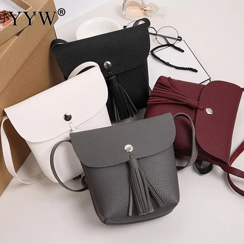 

YYW Casual Minimalist Crossbody Bag Tassel Small Handbag Shoulder Bag Leather Phone Purse High Quality Small Bucket Bags