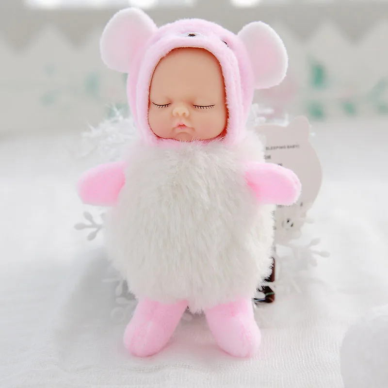 White bear Мини kawaii спящие Детские куклы плюшевые игрушки Bjd bebe кукла брелок Подвеска для детей Девочка Рождество подарок на день рождения мягкая ПВХ игрушка - Цвет: White bear