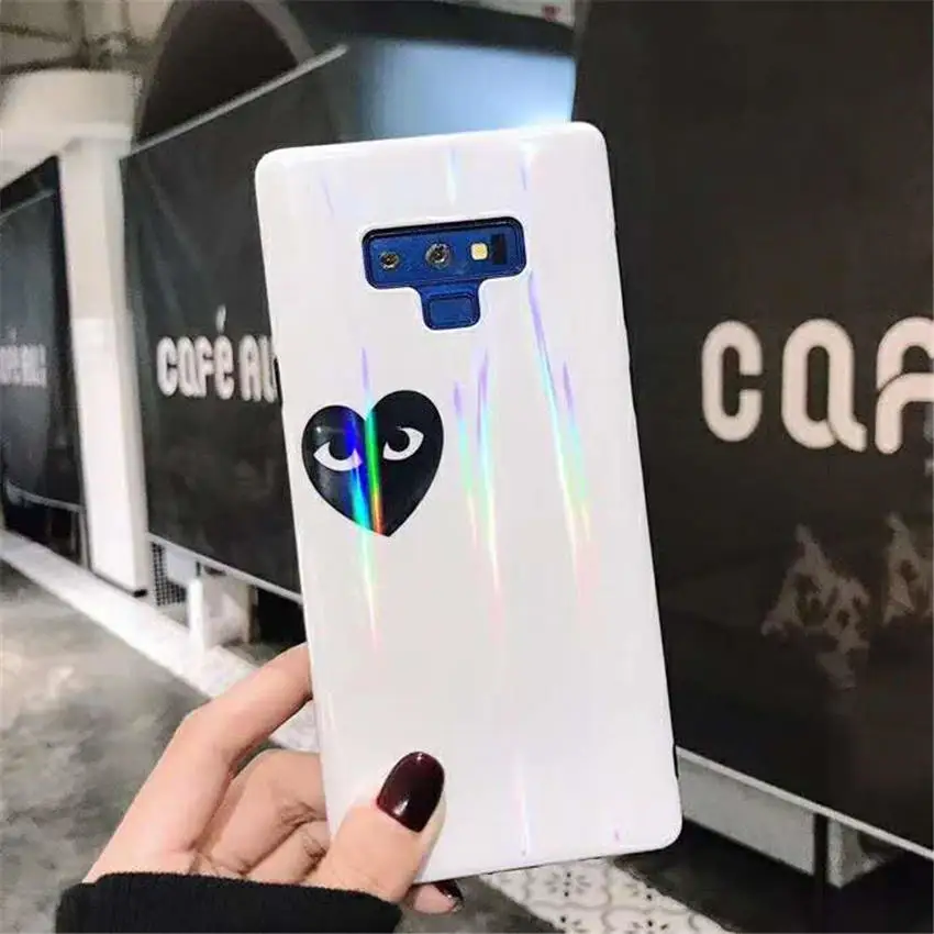 Photo Pattern Чехлы для телефонов с полной задней поверхностью для Galaxy S7 Edge S9+ S8 Plus Note 8 9, радужные блестящие лазерные цветные чехлы с узором в виде глаз и сердца - Цвет: Photo Pattern