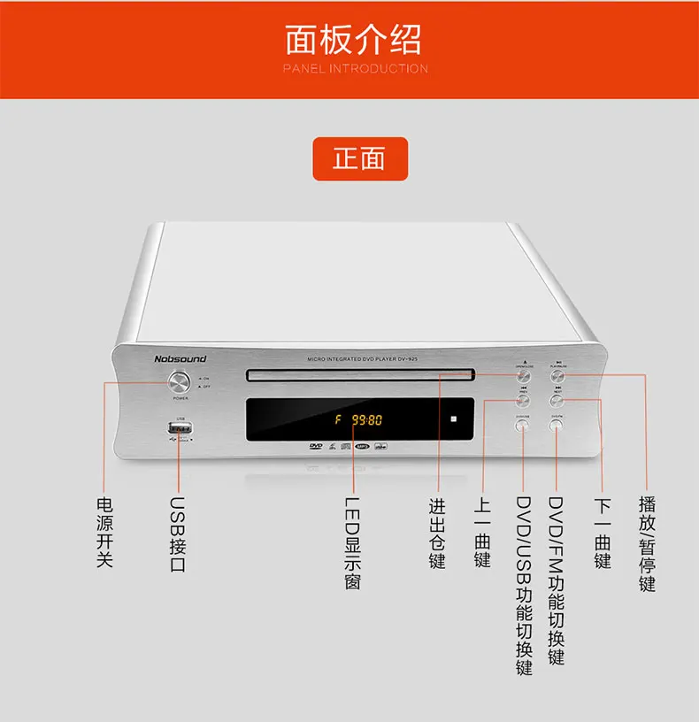 Nobsound DV-925 dvd-плеер evd плеер Домашний HD vcd usb плеер HD HDMI совместимый с EVD/dvd/CD/HDVD/SVCD/MP3/JPEG