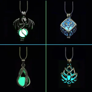 Новый Сделай Сам, клетка, светящееся в темноте ожерелье, диффузор, медальон, Кулон, Ожерелье для мужчин и женщин, для вечеринок, подарки на Хэллоуин, эфирное масло