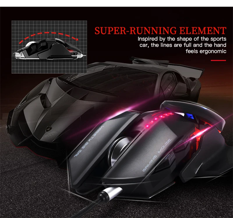 FELYBY P1 профессиональные RGB регулируемые мыши 4000 dpi 7 кнопок оптическая USB Механическая программируемая Проводная игровая мышь