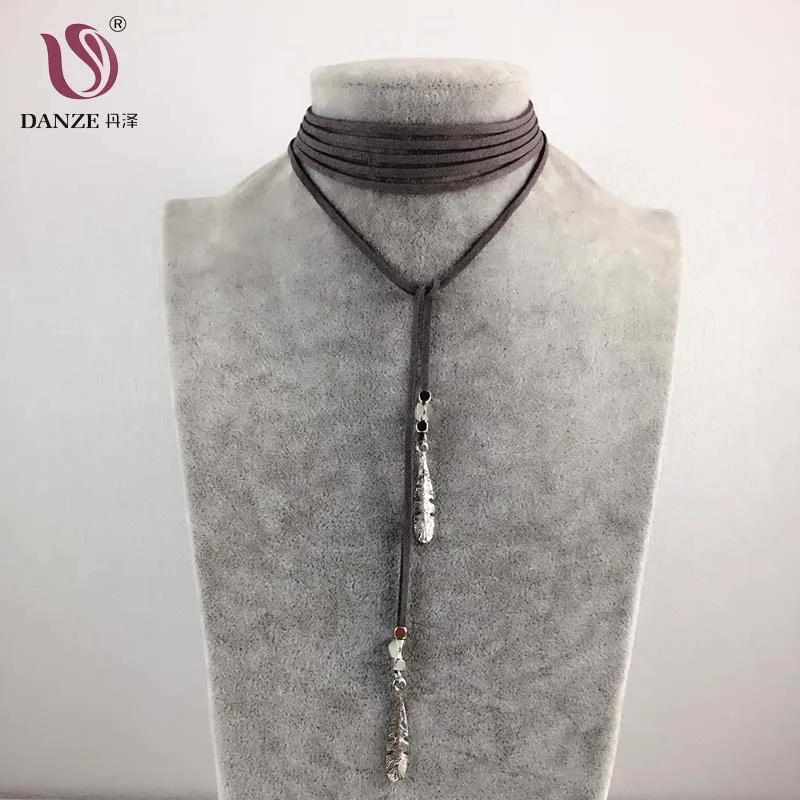 Многослойное серое бархатное колье DANZE Женская веревочная цепочка винтажные