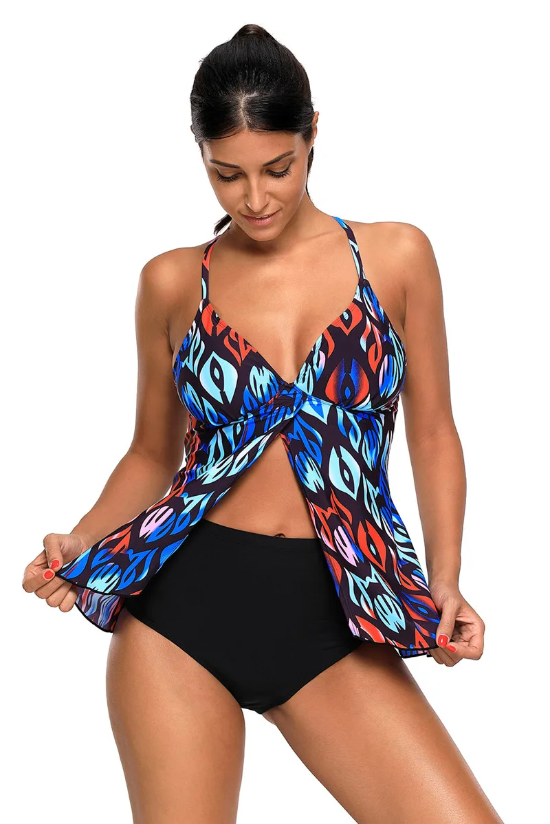 Echoine Blue Coral с разноцветным принтом сексуальные Flyaway танкини купальник V Средства