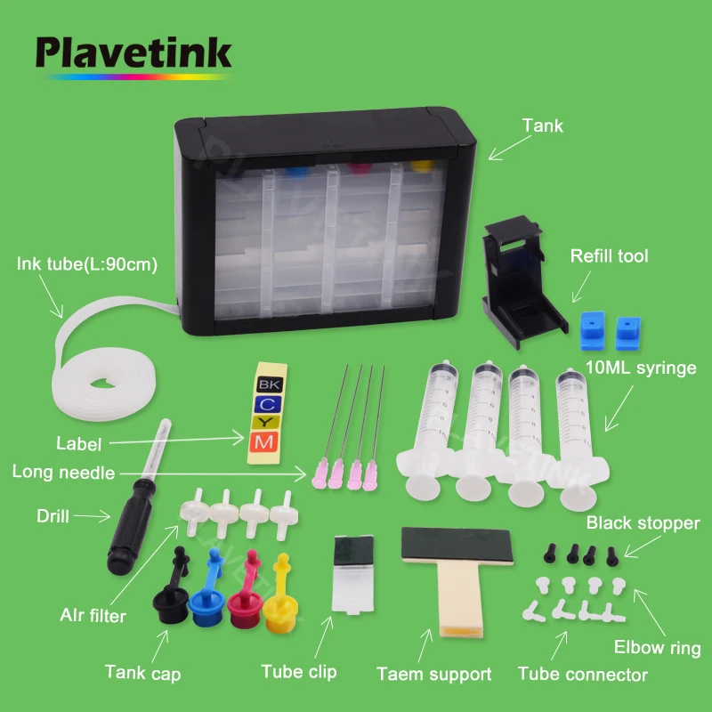 Plavetink 4 Цвета Универсальный СНПЧ с красочным баком для HP 121 121XL 122 122XL 123 123XL 301 301XL 302