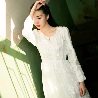 Женское платье миди с вышивкой белое винтажное в полоску|women dress|vestido invernovestidos de |