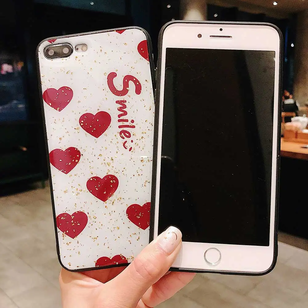 Boucho Gold Foil Love Phone Case For iphone XS MAX XR Cover letter smile Cases X 8 7 6S 6 Plus Soft Silicone |