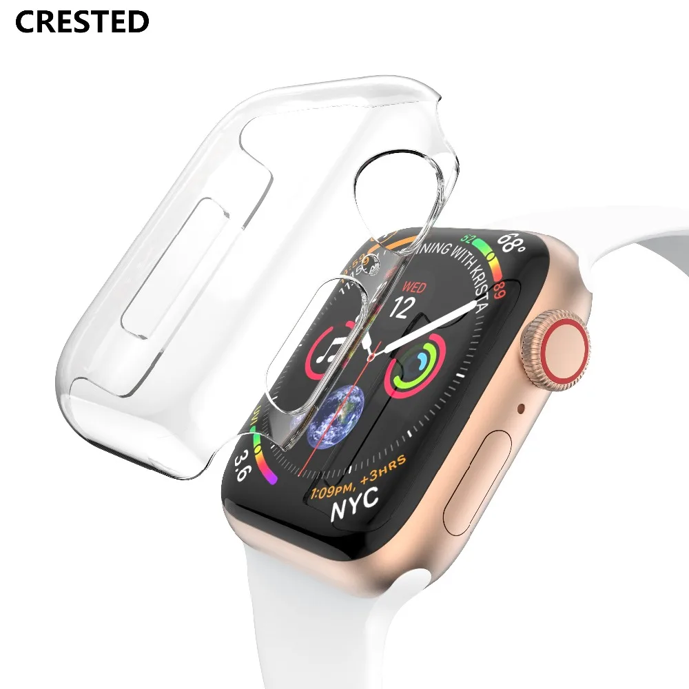 Силиконовый чехол для Apple Watch band 5 4 44 мм 40 защитная пленка экрана iwatch 3 2 1 42 мм/38