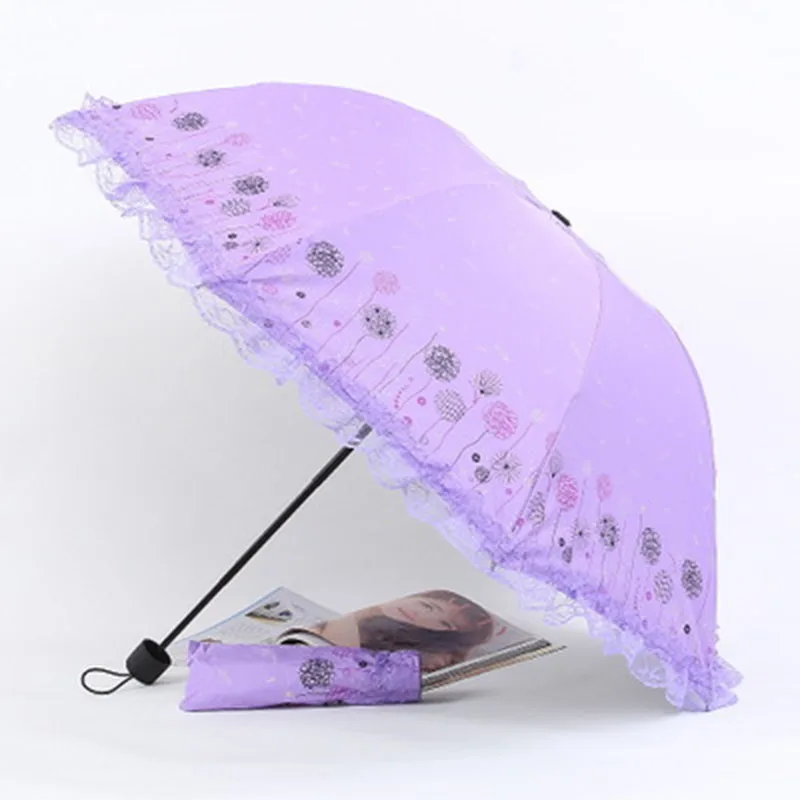 Mi Umbrella, дождь, женские цветы, кружевные зонтики, дети, девочки, зонтик, прозрачный, Unbrella, корпорация, подарки, мужские части, двойной слой, защита от солнца, УФ - Цвет: Purple Dandelion