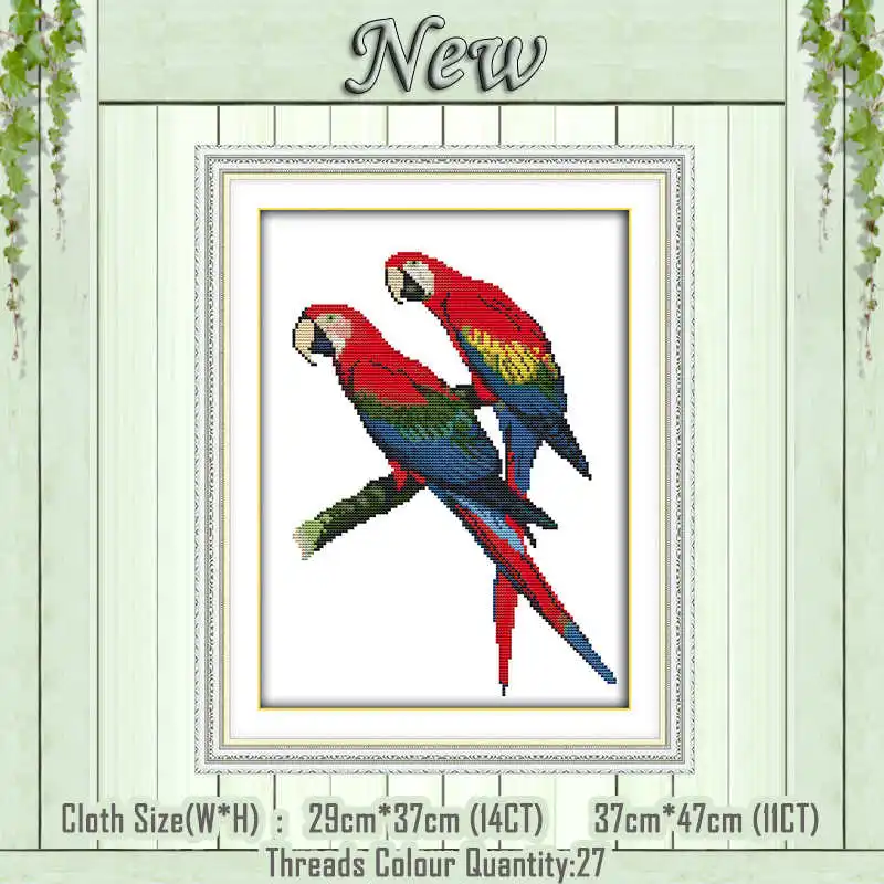 Two parrots Маленькие Птицы Животные Декор Картина 11CT узоры напечатаны на холсте 14CT рукоделие dmc Вышивка крестиком китайские наборы Наборы для вышивания - Цвет: Two parrots