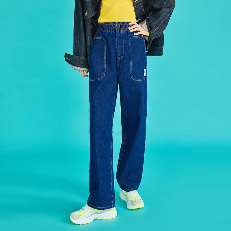 Toyouth Womens Plus Jeans Denim Wide Leg Boyfriend Loose Pants Elastic Women Casual Blue Ladies Autumn 2018 | Женская одежда