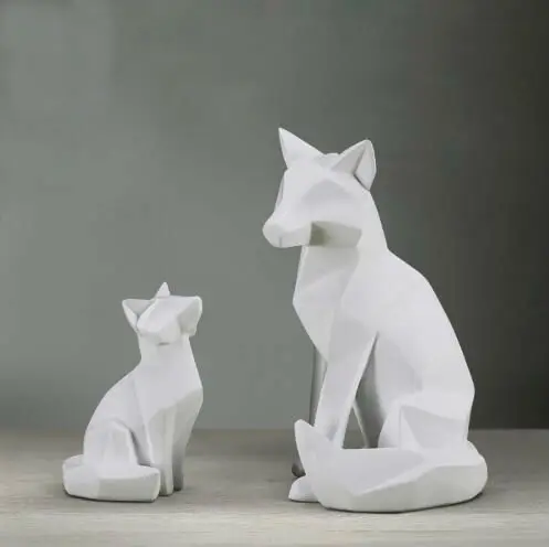 Смола Абстрактная Геометрия лиса статуэтки home decor ремесел украшения комнаты