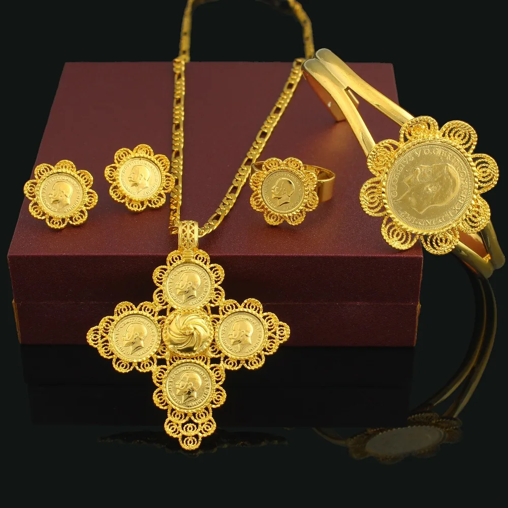 Новинка ювелирный набор с золотой монеткой цвет модные ювелирные изделия для