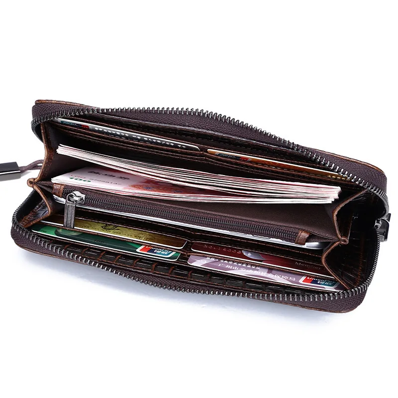 Женский кошелек из натуральной кожи модный клатч воловьей с узором под крокодила