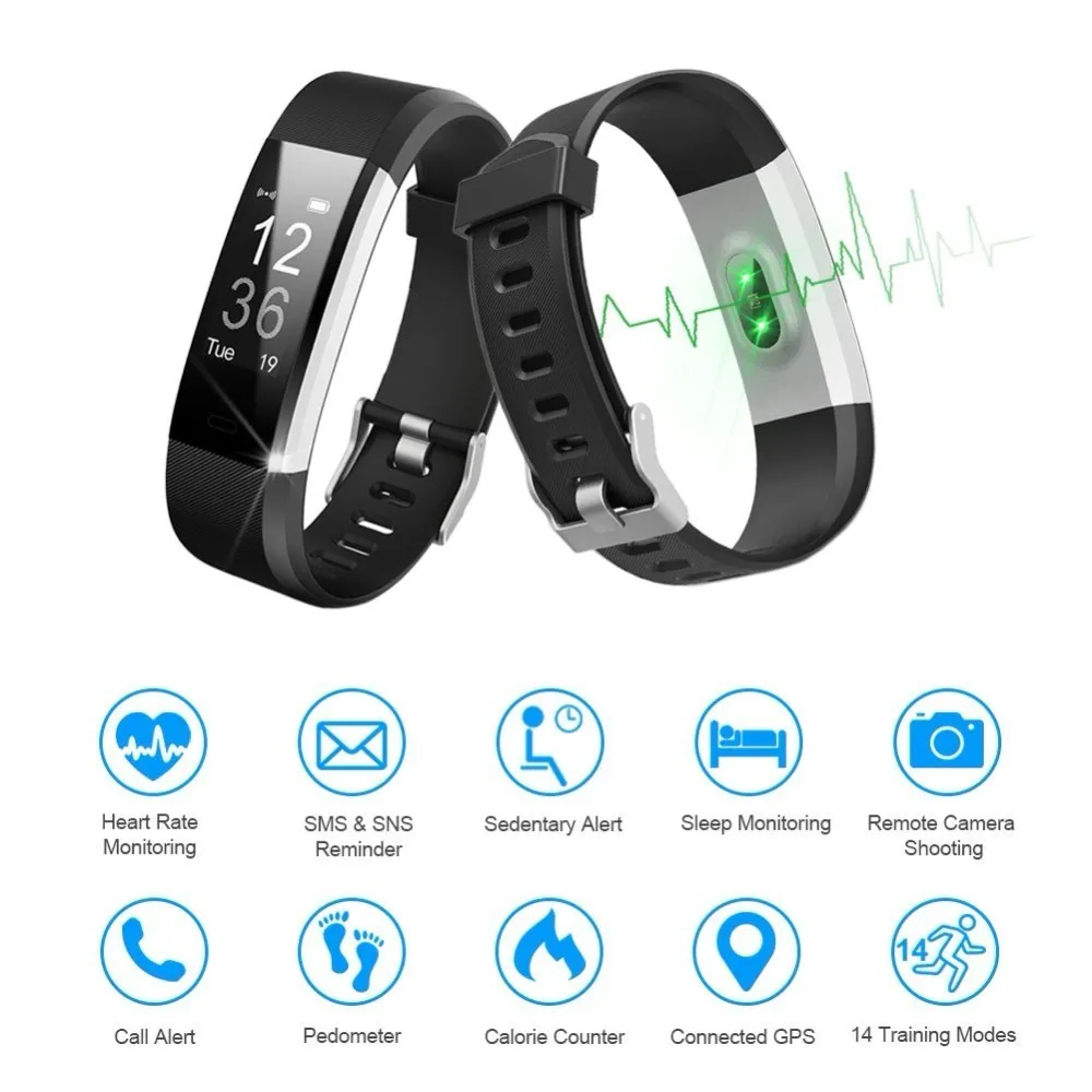 Смарт фитнес шагомер часы Bluetooth водонепроницаемый монитор сердечного ритма