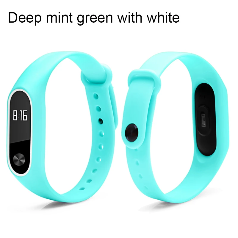 Deep Mint Greenwhite BOORUI mi band 2 ремешок двойной цвет mi Группа 2 аксессуары pulseira mi Группа 2 ремешок замена силиконовый браслет для xiaomi mi2 умный Браслет - Цвет: Deep Mint Greenwhite