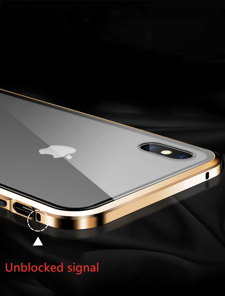 Магнитный чехол для телефона для iPhone XSMAX XR XS 8 7 6S Plus, высококачественный двойной чехол из закаленного стекла с металлическим магнитом, чехол s Coques Capa
