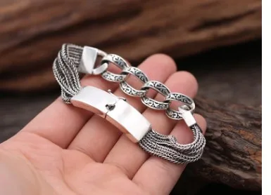 

mans big bracelet 13mm 925 silver 100% real silver
