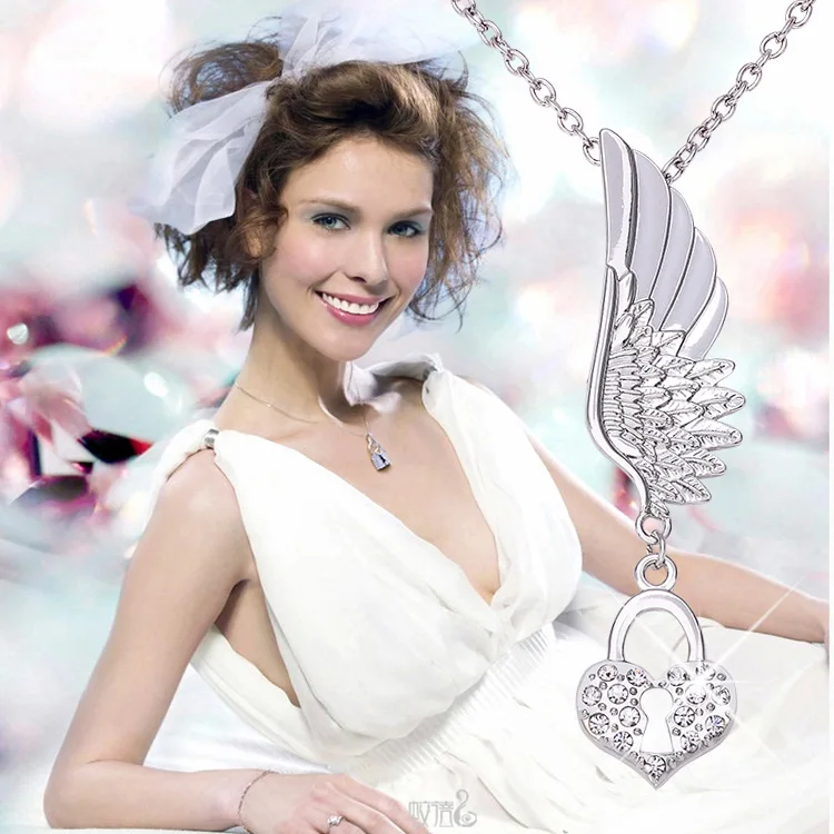 MZC Болгария ювелирные изделия с серебряным покрытием крыло сердце ключ замок