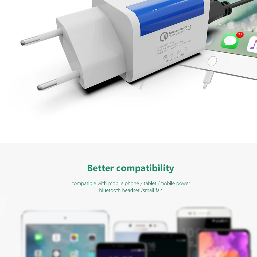 Двойной USB зарядное устройство для мобильного телефона настенное зарядное устройство светодиодный светящийся адаптер быстрой зарядки для iPhone Android планшет QC 3,0 ЕС адаптер питания