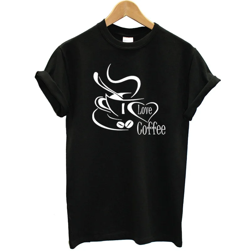 Женская футболка из 100% хлопка с надписью I Love Coffee Besikom однотонная тонкая уличная