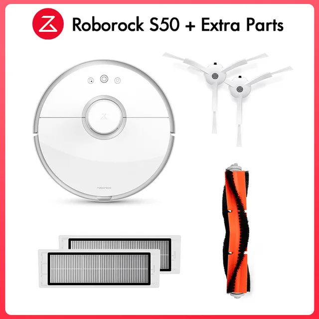 White Add Extra Part Roborock S50 S55 Xiao mi пылесос 2 mi робот для домашнего подметания влажной уборки робот-пылесос для уборки пыли умный беспроводной контроль приложения - Цвет: White Add Extra Part