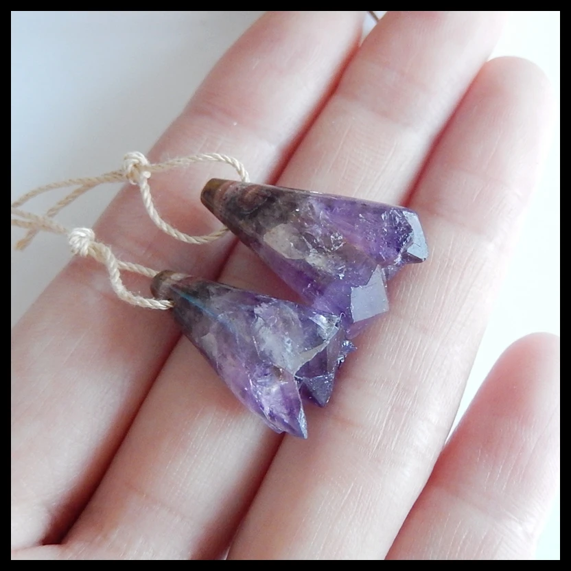 Wholesale gemstone Drusy nugget Amethyst fashion women Earring Jewelry accessories 24x15x11mm 7.3g | Украшения и аксессуары
