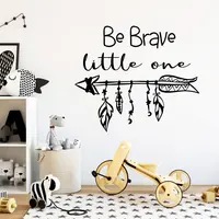 Vinyl Lettering Wall Sticker for Kids Rooms Boho Woodland Decal Arrow Be Brave Little One Vinyl Stickers Playroom Decor D892