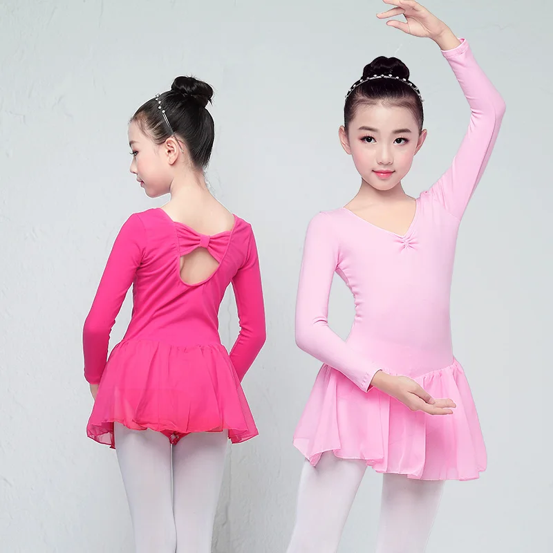 Балетное платье с длинным/коротким рукавом балетное трико для девочек детская - Фото №1