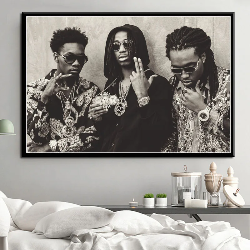 P623 Migos Trap Rap Music Star Hip Hop Rapper Art Painting Silk Canvas Poster Wall Home Decor | Дом и сад