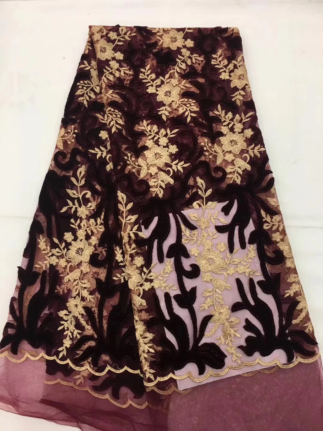 2018 стильная Высококачественная африканская кружевная ткань синий бархат