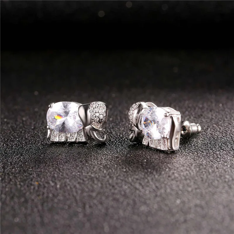 Женские серьги гвоздики с фианитом в виде слона|stud earrings|stud earrings for womenearrings women |