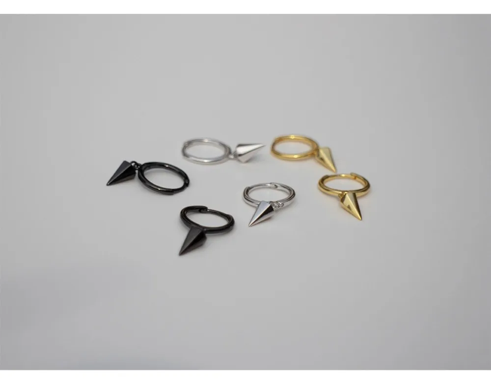 Серьги из стерлингового серебра S925, простая Геометрическая, Шестигранная форма, коническая Ушная кость, Ушная пряжка, панк ветер, дикая, для мужчин и женщин, серебряные серьги, ювелирные изделия