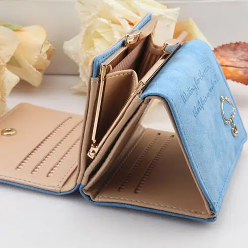 Новый женский модный кожаный кошелек на пуговицах клатч Дамская короткая сумка |