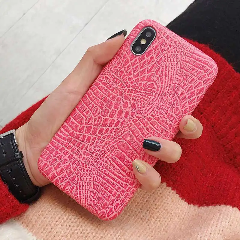 simple pink Ремешок на запястье чехол для телефона для iphone Xs Max X XR держатель чехол для iphone 7 8 6 6s plus роскошный крокодиловый узор мягкий чехол - Цвет: simple pink