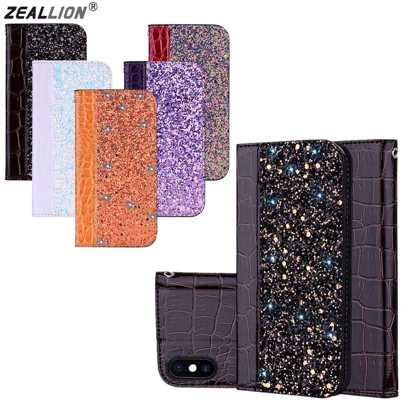 ZEALLION для Apple iPhone 5 6 6s 7 8 Plus X Xs Max XR Блестящий блестящий кожаный бумажник в стиле